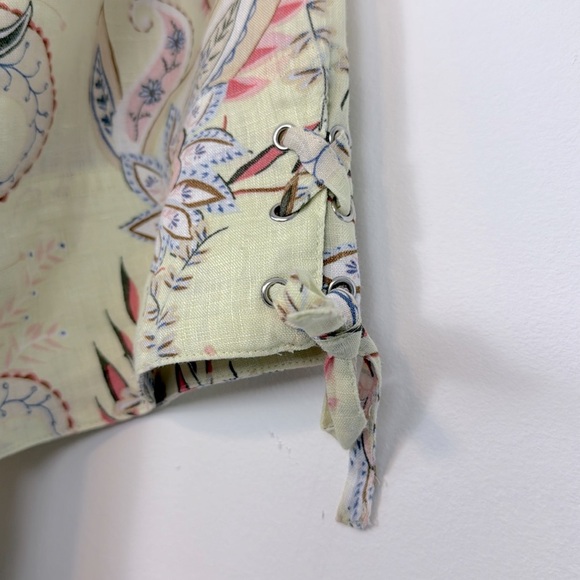 J. Jill Love Linen Paisley Floral Midsummer Top in Light Zest Yellow Size Medium - Picture 6 of 13